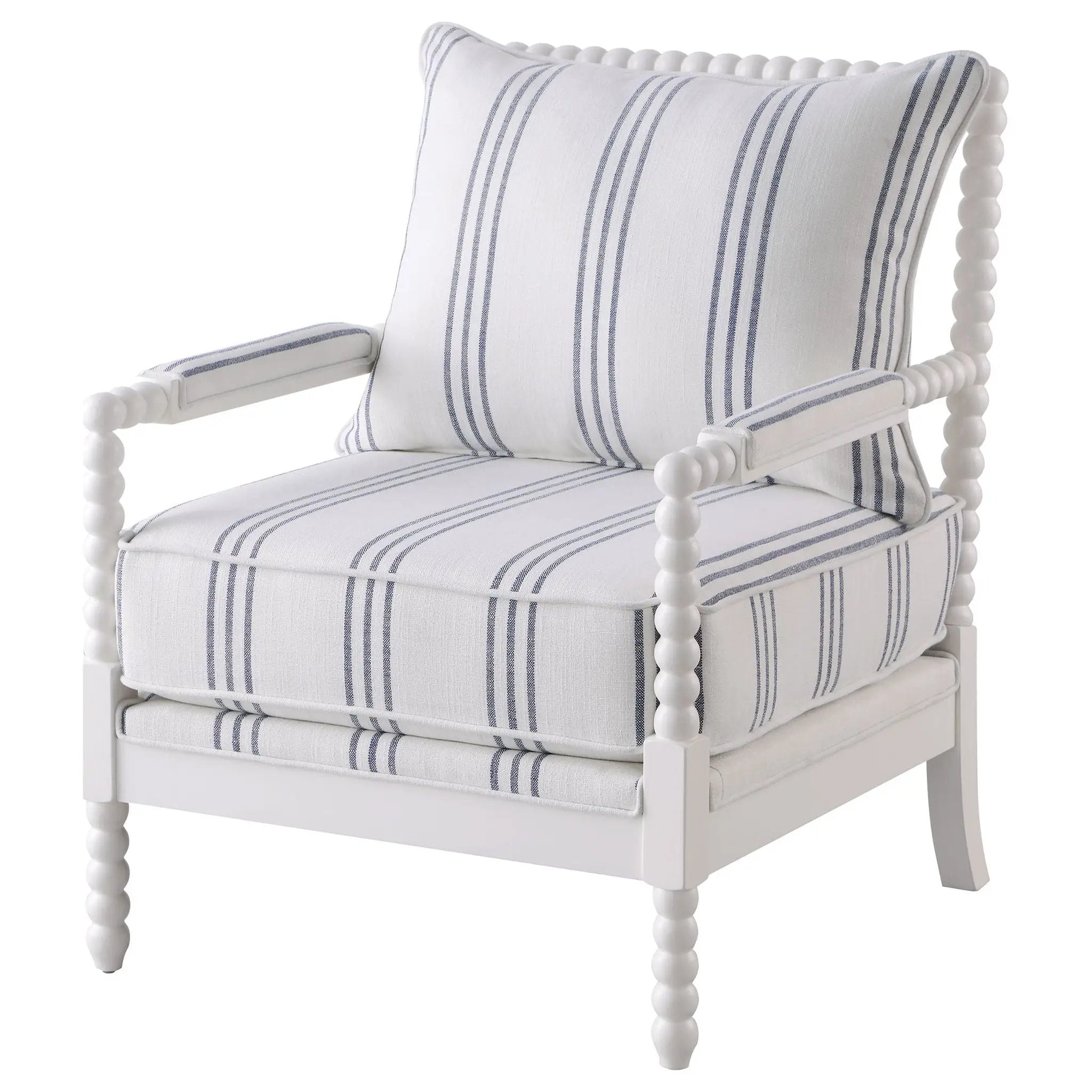 Blanchett Upholstered Bobbin Accent Chair White by Unique Piece Furniture