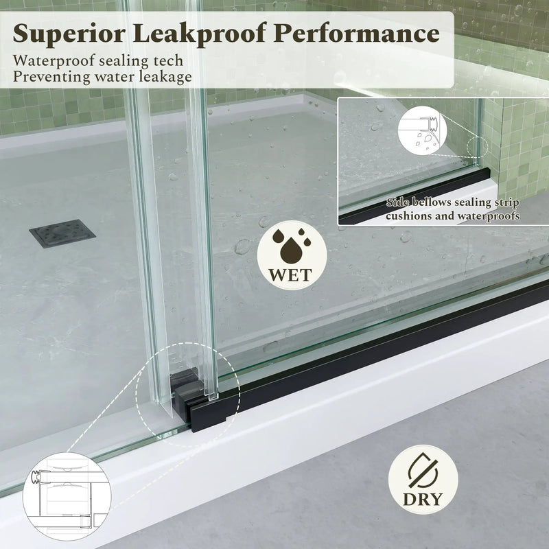 56-60"W x 60"H Frameless Sliding Tub Shower Door Enclosure, Matte Glass by HouseOfZazla