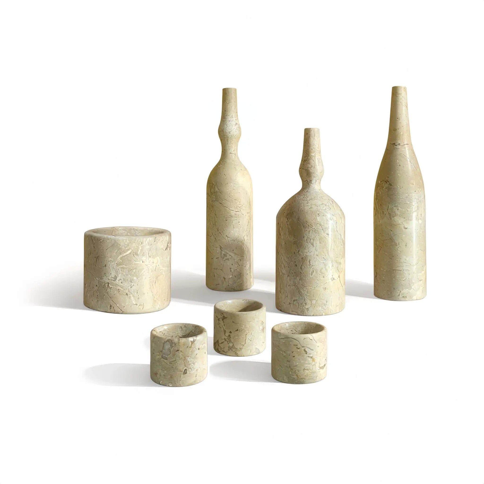 7 Pieces Luxury Natural Marble Living Room Accessories Set by HouseOfZazla