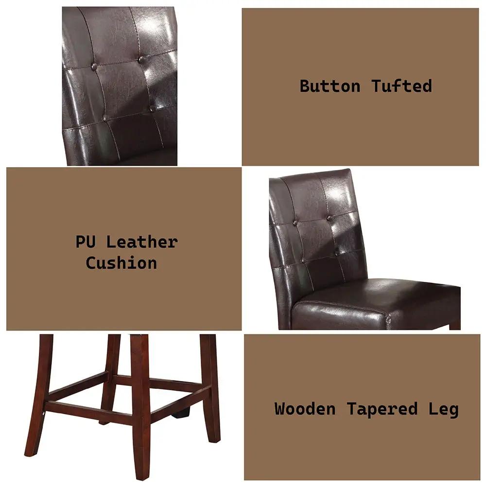 Britney - 20" Counter Height Chair (Set of 2) - Espresso Synthetic Leather & Walnut by Unique Piece Furniture