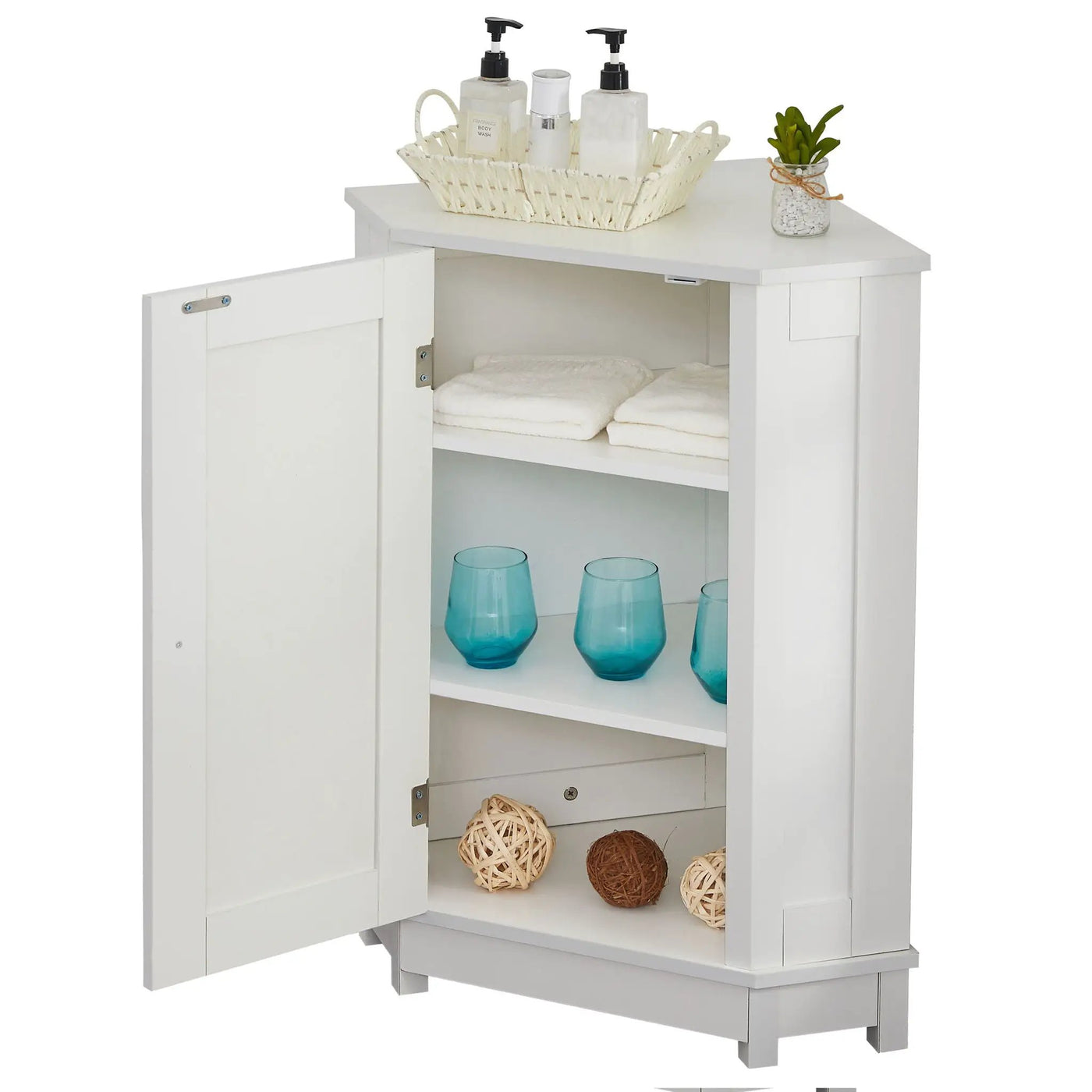 Bathroom Cabinet Triangle Corner Storage Cabinet With Adjustable Shelf Modern Style by HouseOfZazla