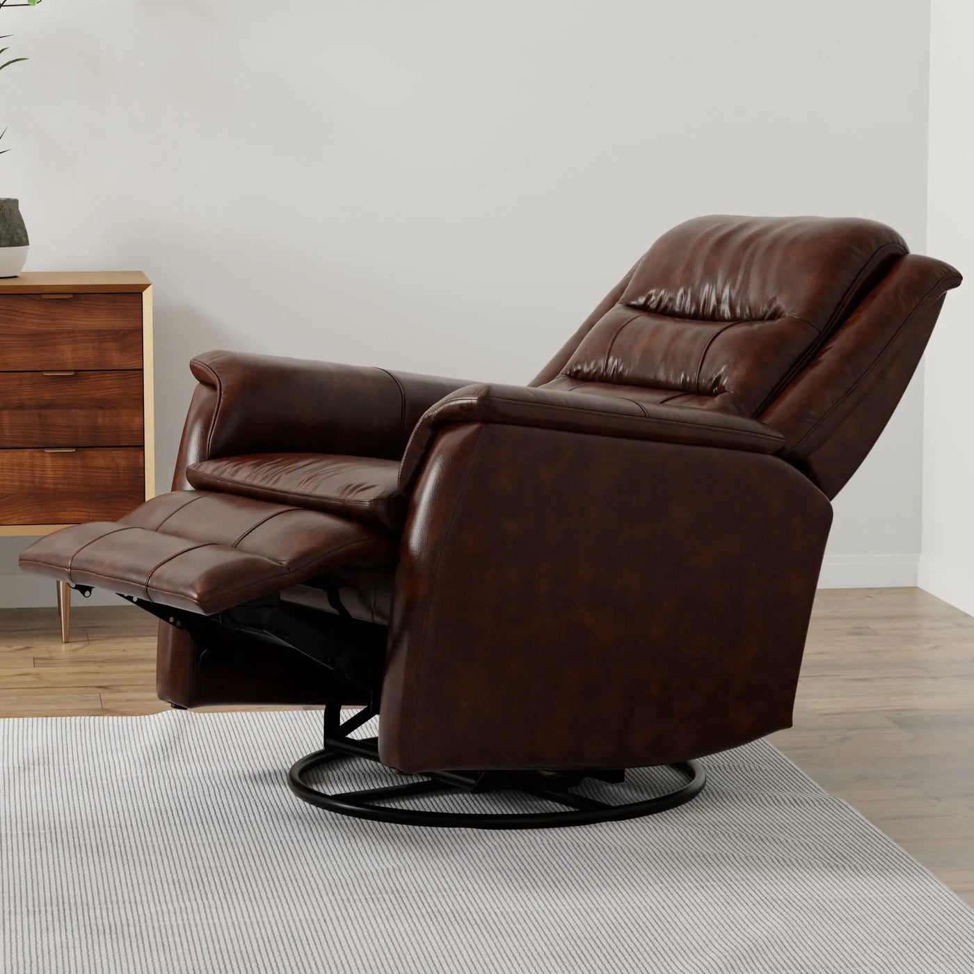 Swivel Recliner With Manual Adjustable Footrest by Unique Piece Furniture