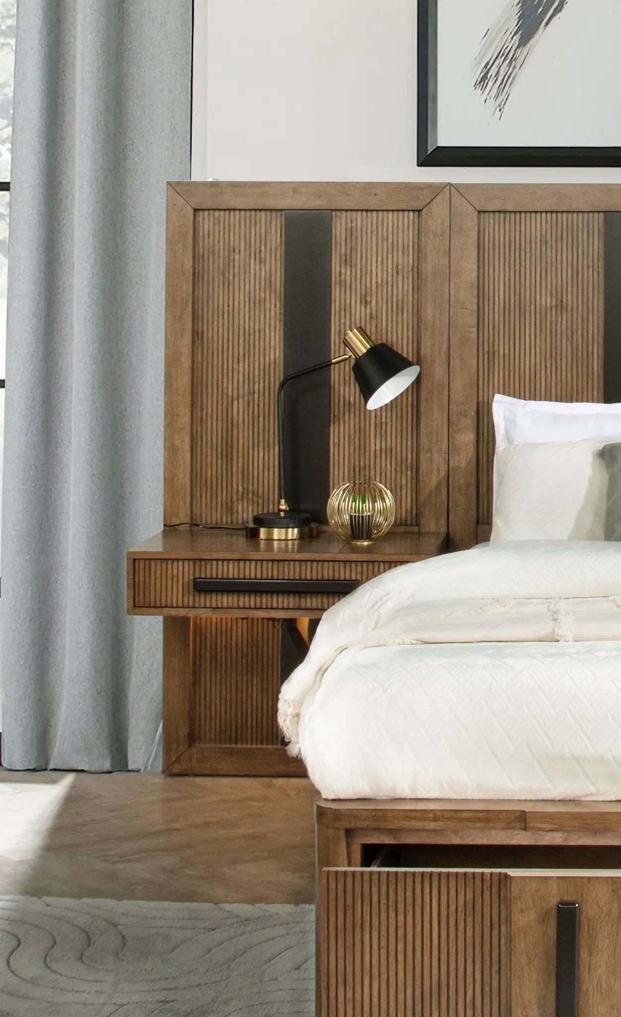 Terrace California King Wall Panel Storage Bed Ash Brown by Unique Piece Furniture