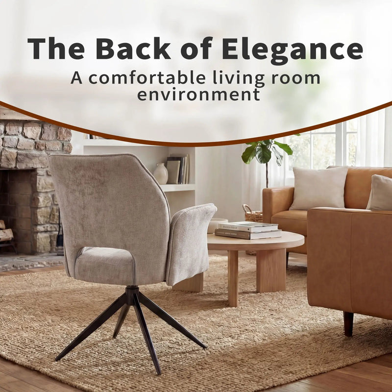 Dining Chair With Soft Cushion And 360° Rotation, Comfortable Armrest For Kitchen (Set of 2) - Gray by Unique Piece Furniture