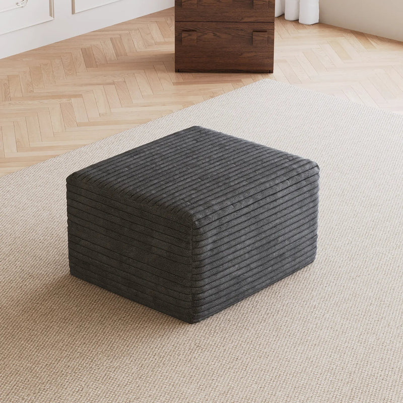 Sofa Ottoman - No Assembly Required - Dark Grey Plush Corduroy Fabric by HouseOfZazla