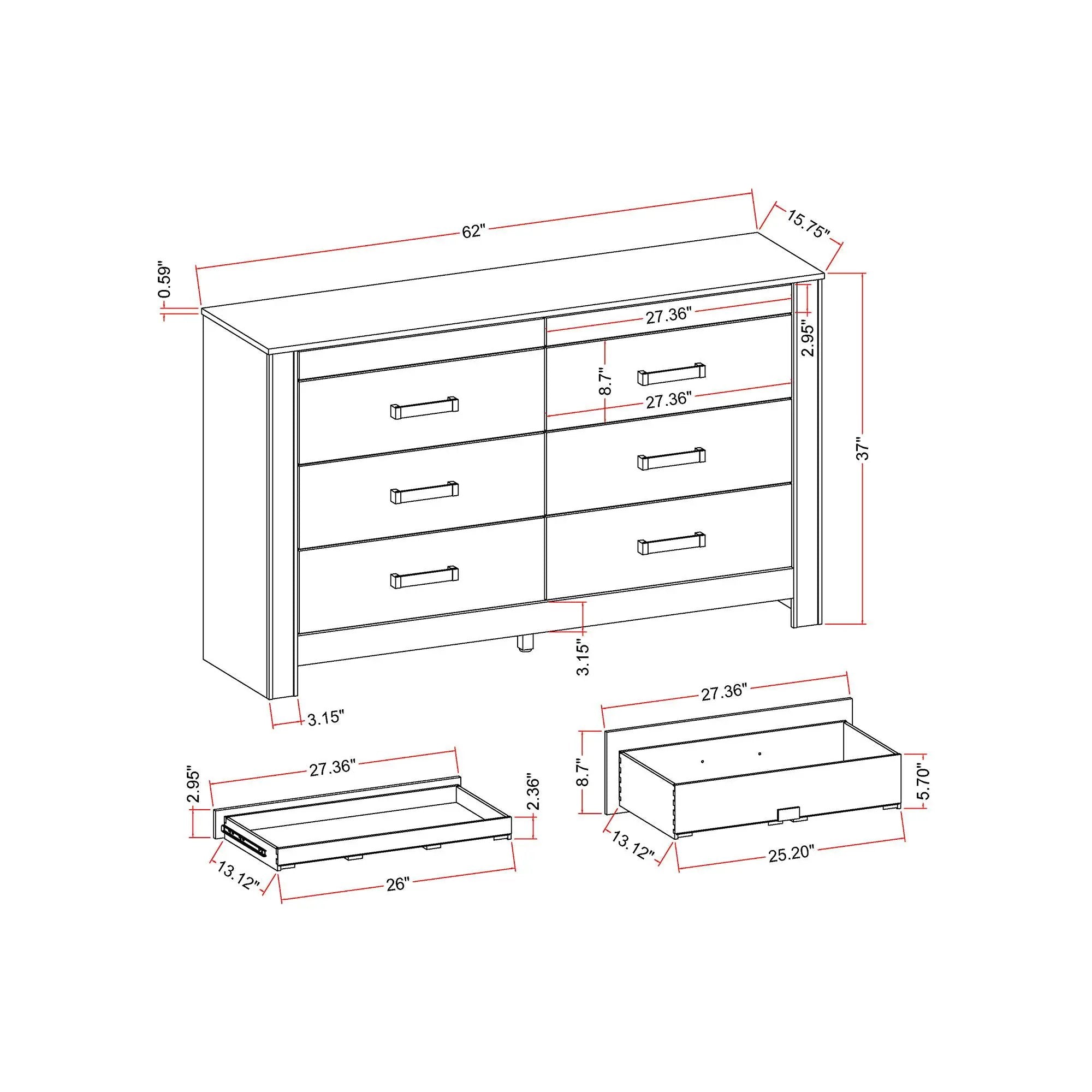 Lorenzo - Dresser With Hidden Jewelry Compartment And Bar Handles In - Silver by Unique Piece Furniture