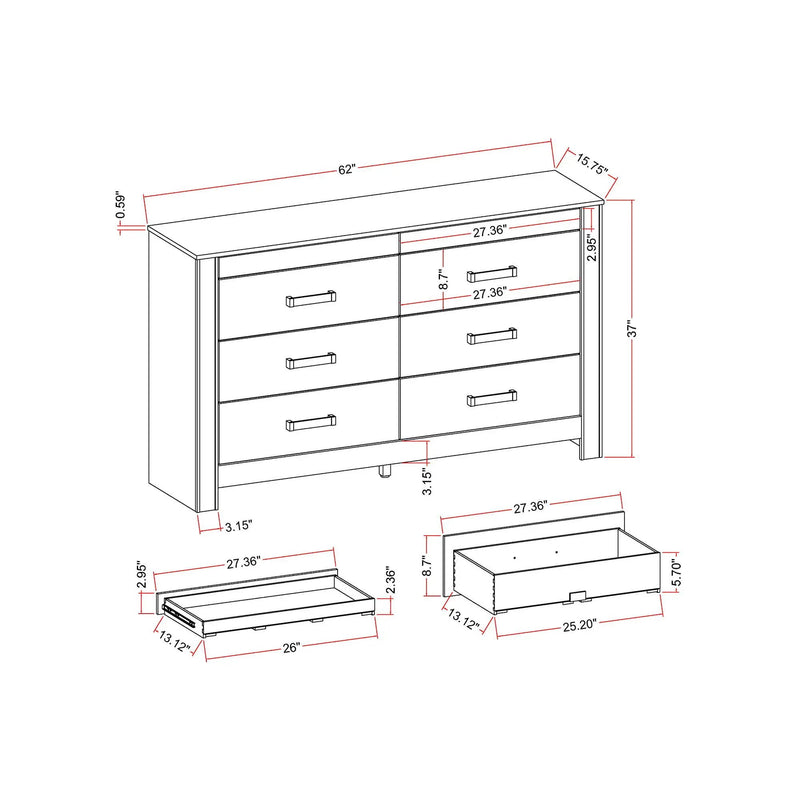 Lorenzo - Dresser With Hidden Jewelry Compartment And Bar Handles In - Silver by Unique Piece Furniture