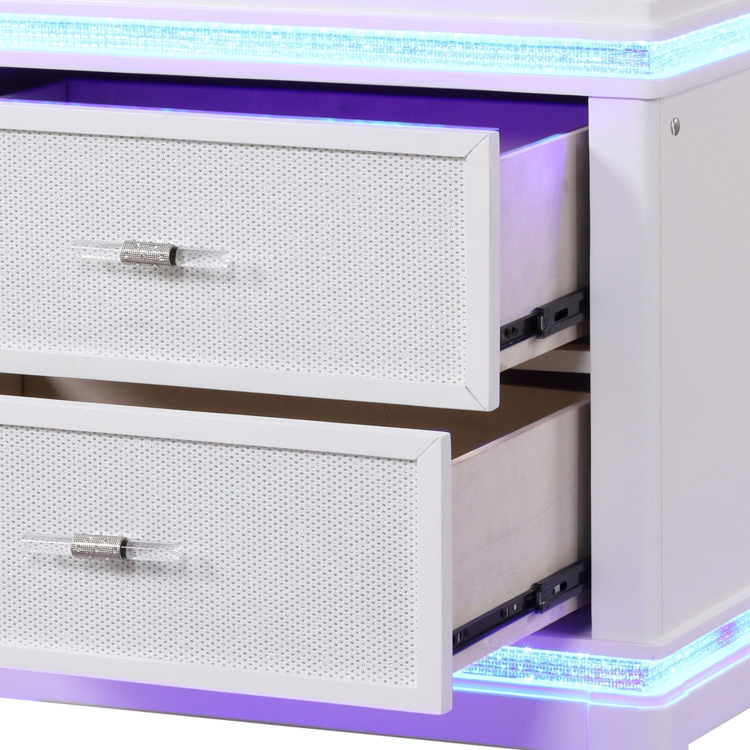 Opium - 2 Drawer Nightstand With LED Lights - White by HouseOfZazla