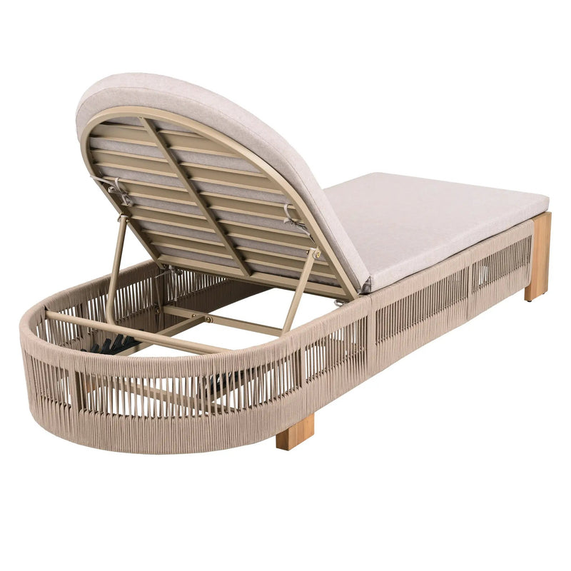 Outdoor Chaise Lounge Chair, Acacia Wood with Adjustable Backrest and Cushion by HouseOfZazla
