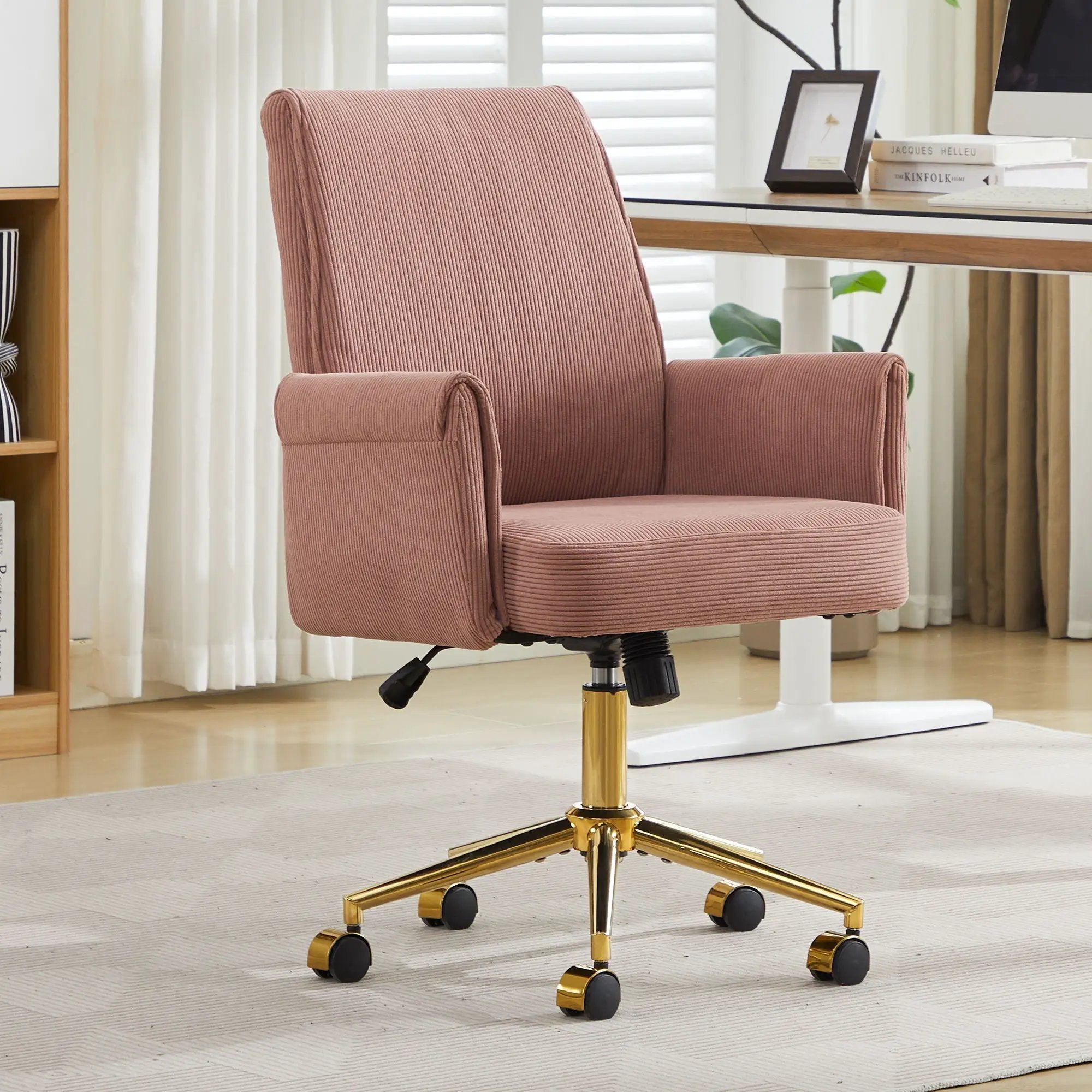 Ergonomic Mid-Back Office Chair With Striped Fabric by Unique Piece Furniture