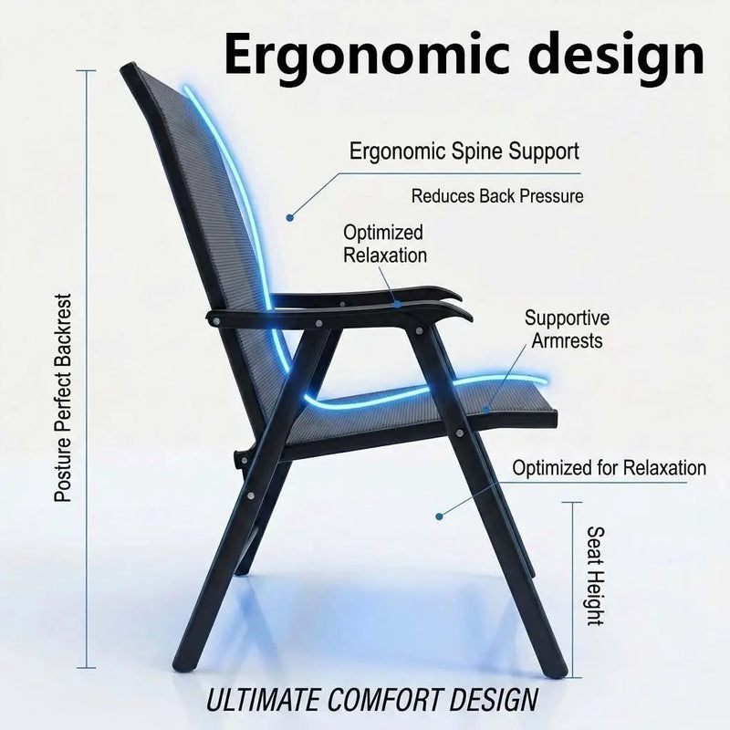 Outdoor Patio Chairs Set of 2 Stackable Portable for Deck, Garden, Camping and Travel by HouseOfZazla