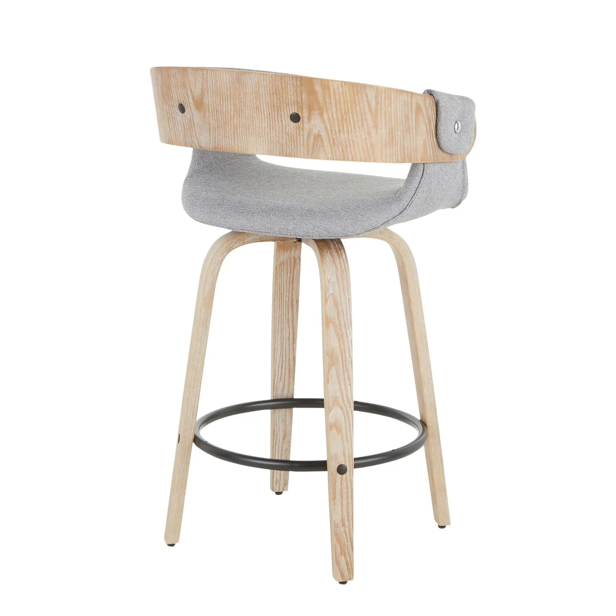 Elisa - Farmhouse Counter Stool (Set of 2) - White Washed / Gray by HouseOfZazla