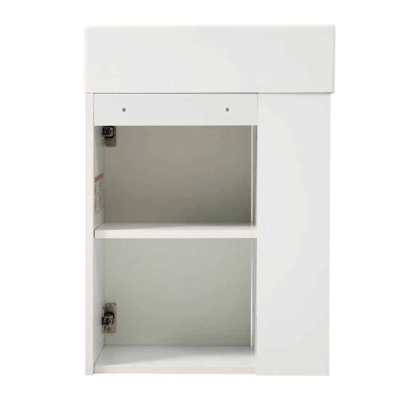Floating Bathroom Vanity With Resin Basin, Left Side Storage - White by HouseOfZazla
