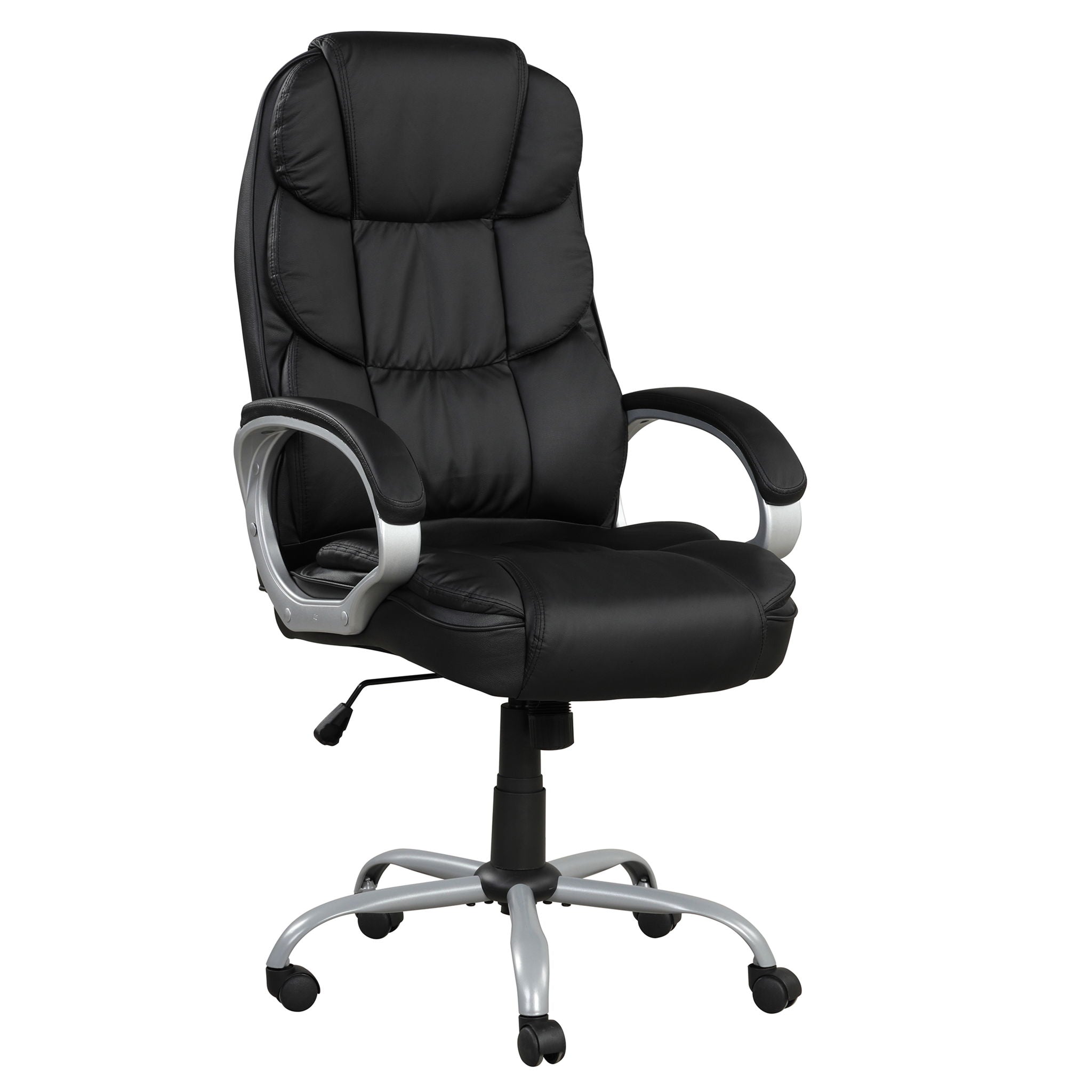 Upholstered Office Chair, Adjustable Height Swivel Chair - Black by HouseOfZazla