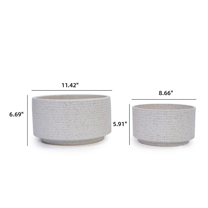 2 Pieces Flowerpot, Planter For Patio, Garden Or Windowsills - Milk White by Unique Piece Furniture