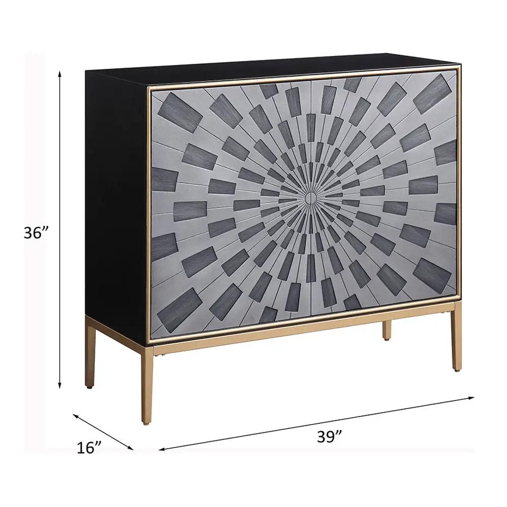 Quilla - Console Cabinet - Black, Gray & Brass by Unique Piece Furniture