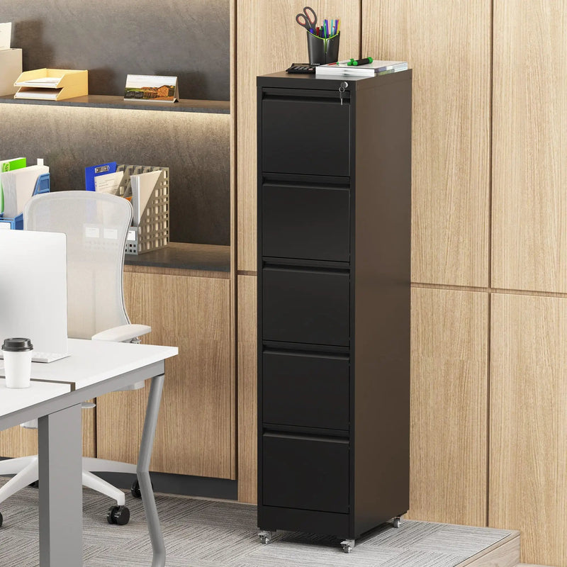 Drawer Metal Locking Vertical File Cabinet With Wheels Heavy Duty Lockable Storage by Unique Piece Furniture