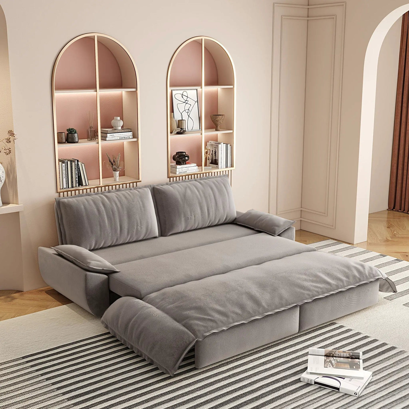 Queen Pull Out Bed, 3 In 1 Convertible Sleeper Sofa by HouseOfZazla