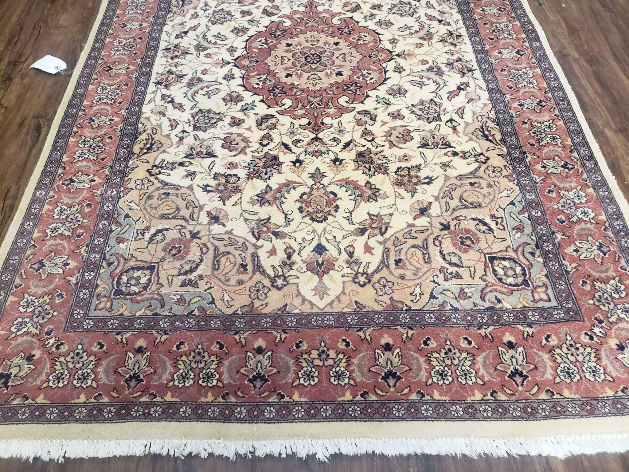 4x6 Handmade Top Quality Pakistani Floral Wool Rug Veg Dyes Carpet Beige Salmon by Jewel Rugs