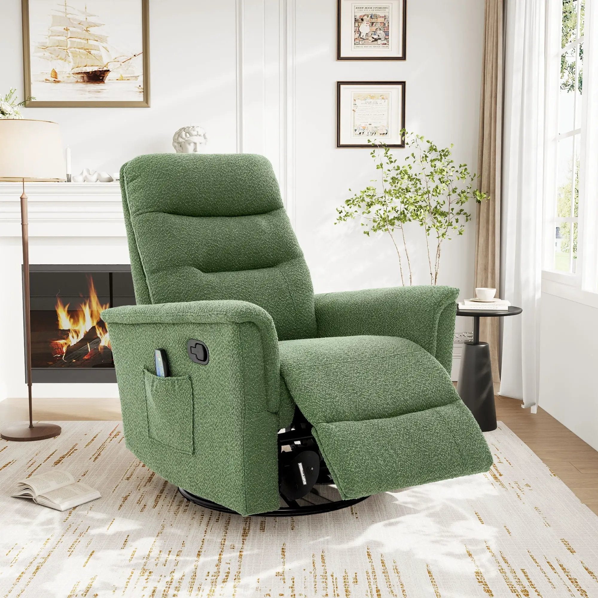 Manual Recliner Chair With 8-Point Massage and Swivel Function by HouseOfZazla