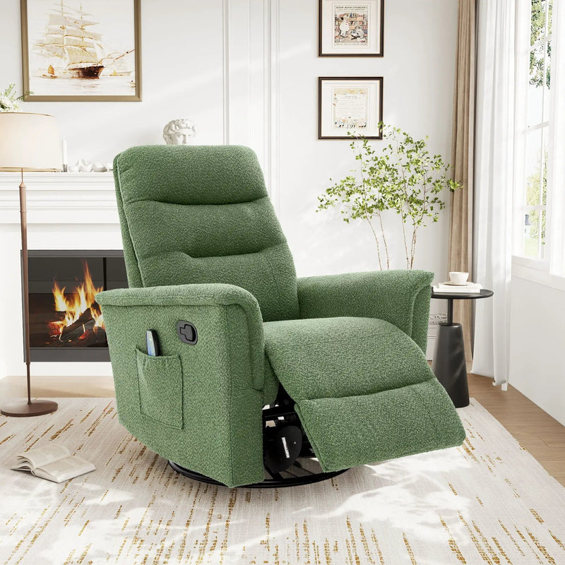 Manual Recliner Chair With 8-Point Massage and Swivel Function by HouseOfZazla