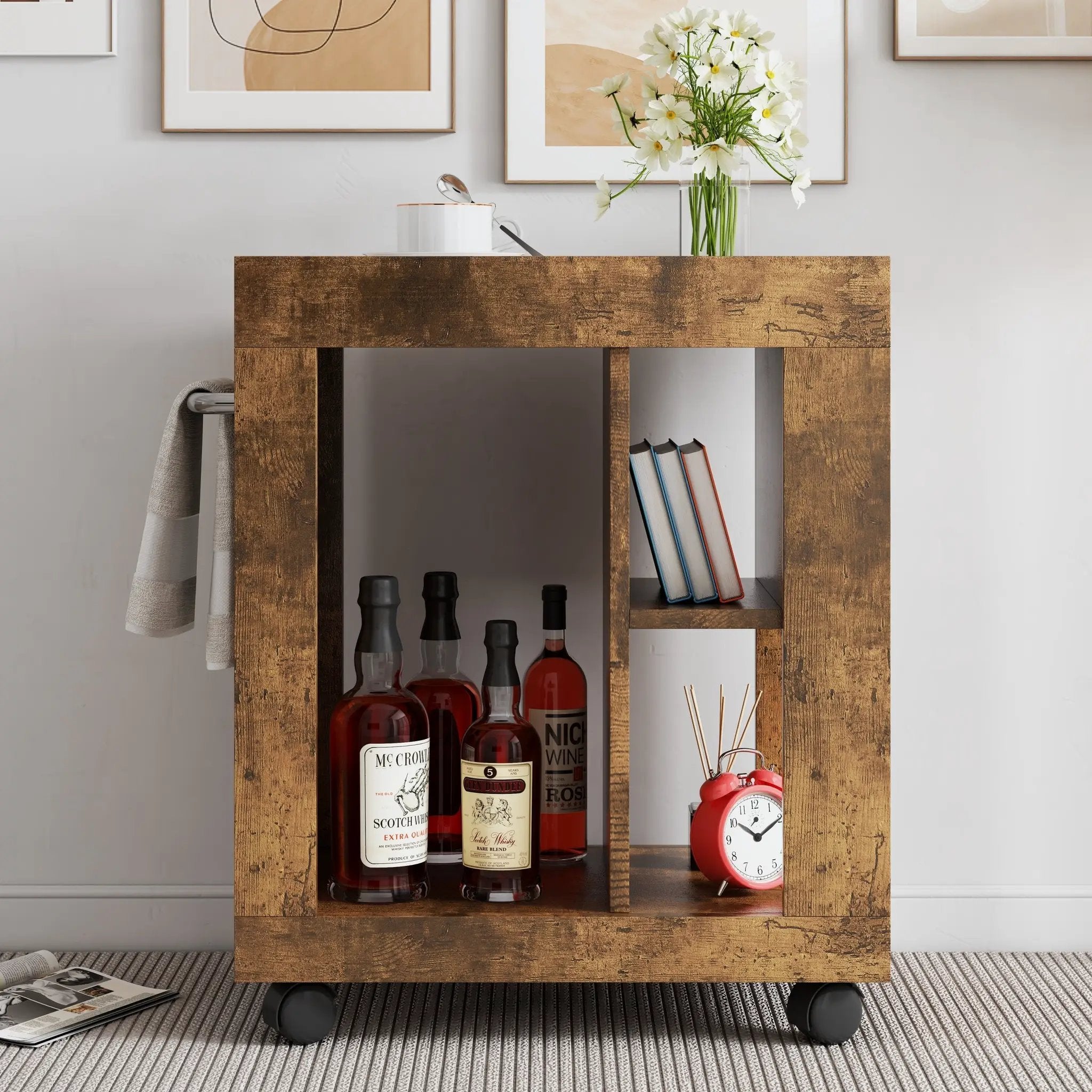 Mid-century Modern Style Movable Side Cabinet by HouseOfZazla