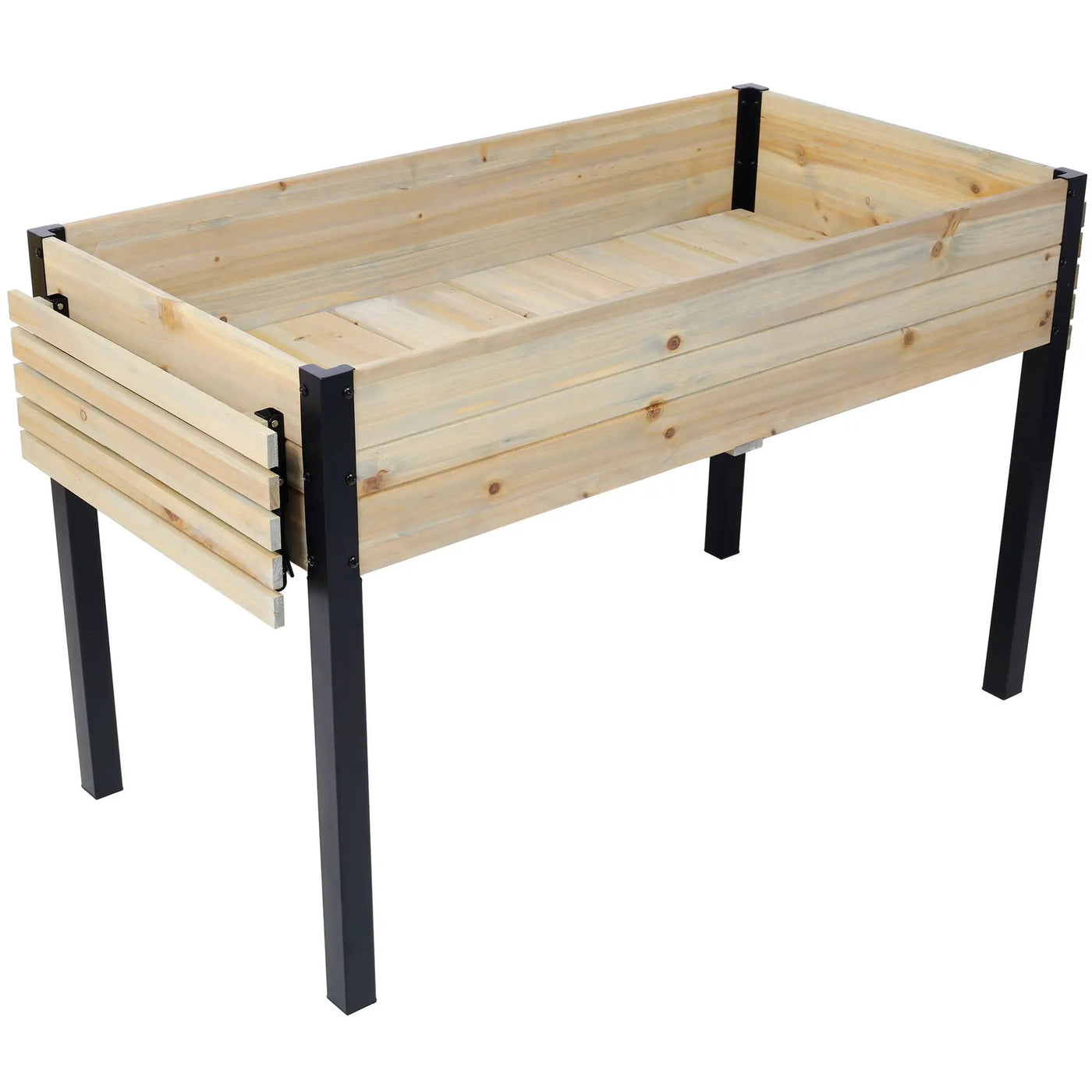 Raised Garden Bed With Metal Legs And Folding Storage Shelf by Unique Piece Furniture