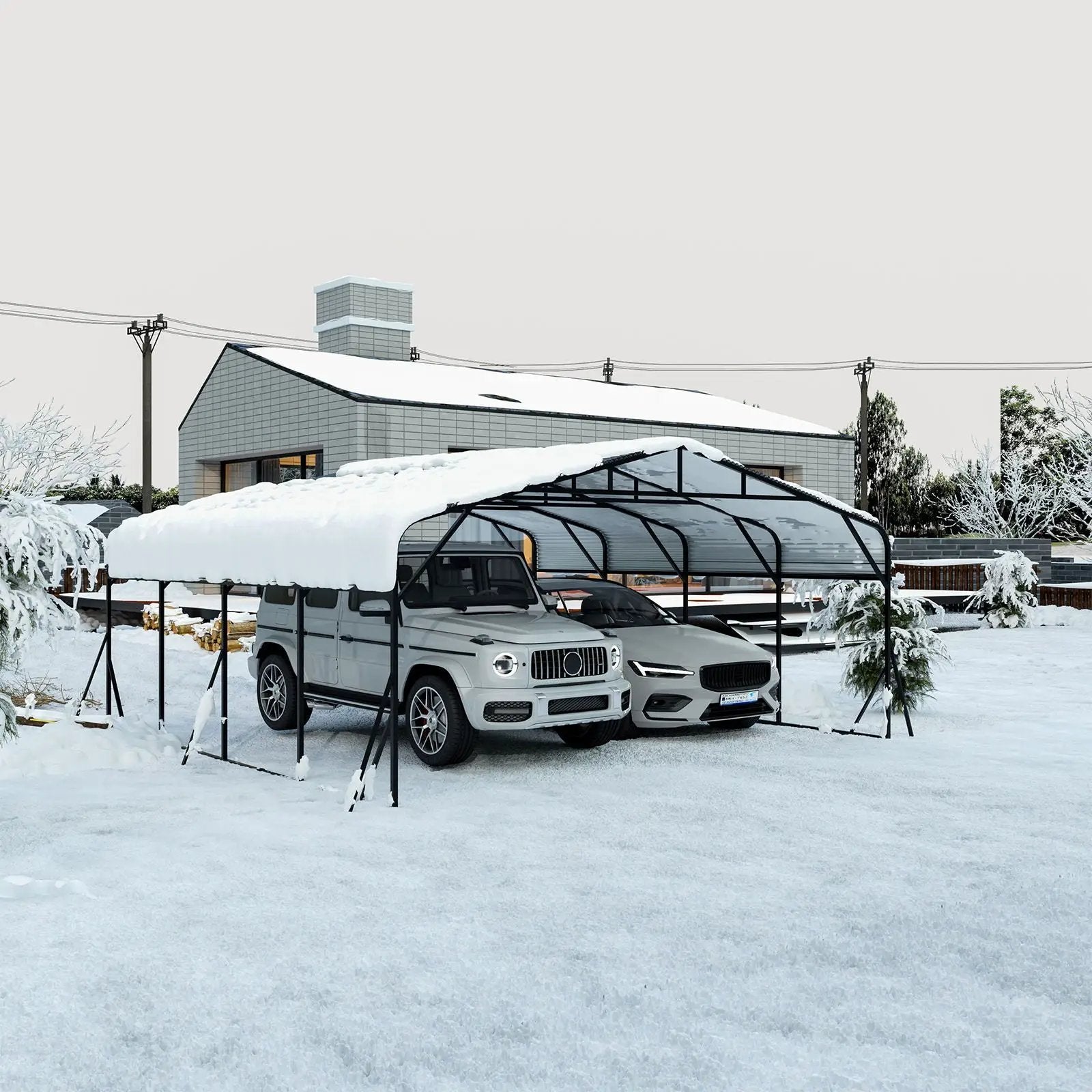Heavy Duty Carport, All Weather Shelter - Black by Unique Piece Furniture