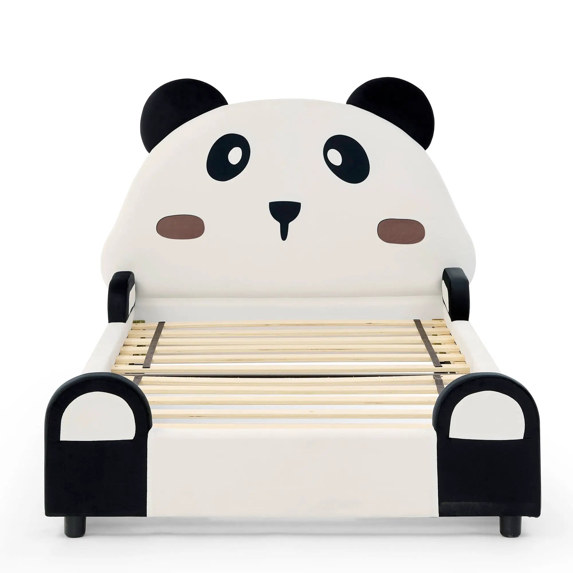 Twin Size Cute Panda-Shaped Kids Bed with Velvet Fabric by HouseOfZazla