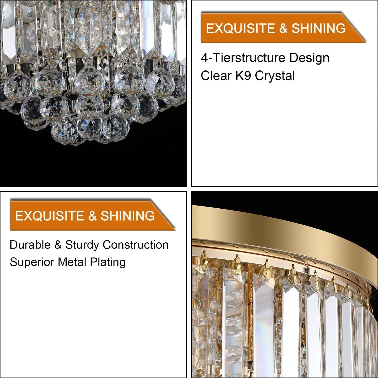 Gold Luxury Modern Style Crystal Ceiling Chandelier by HouseOfZazla