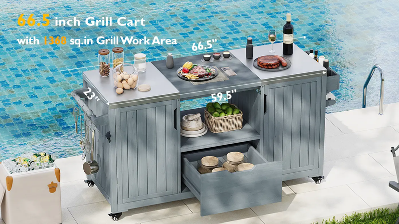 K&K 66.5" Outdoor Kitchen Island for Big Green Egg Grills by HouseOfZazla