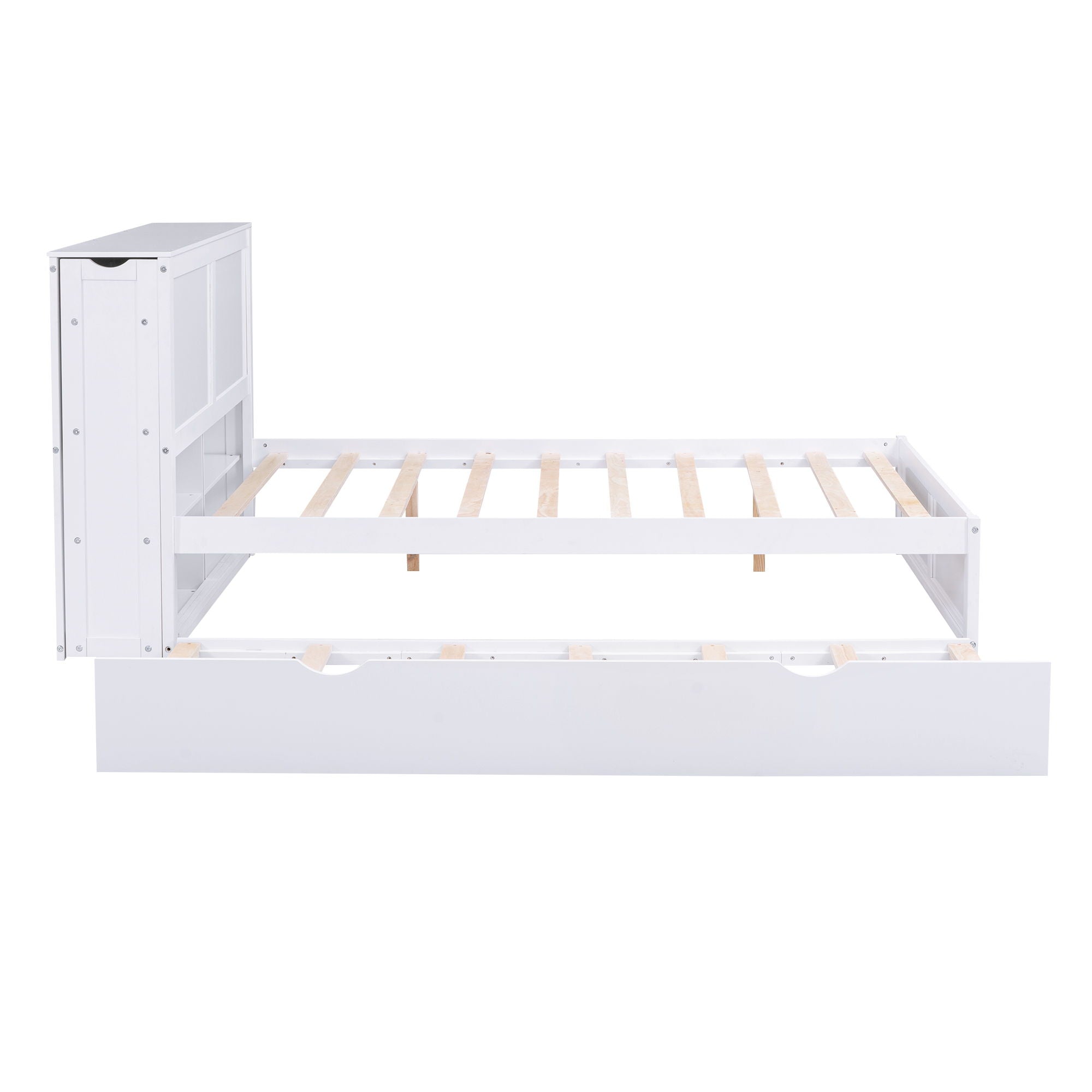 Storage Platform Bed With Pull Out Shelves And Trundle by HouseOfZazla