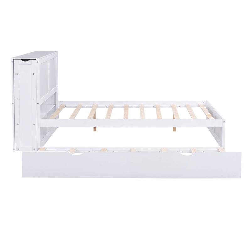 Storage Platform Bed With Pull Out Shelves And Trundle by HouseOfZazla