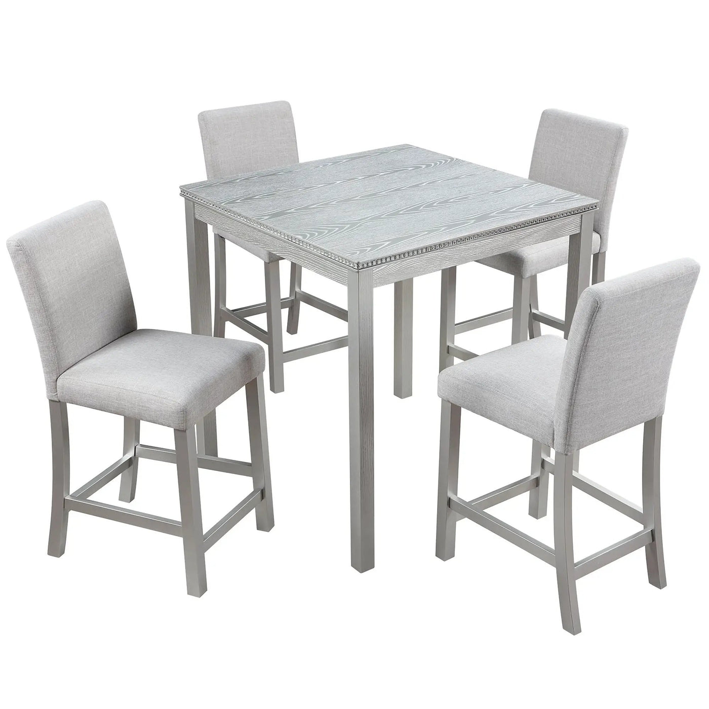 5 Piece Counter Height Table Set, Square Table And 4 Upholstered Chairs by HouseOfZazla