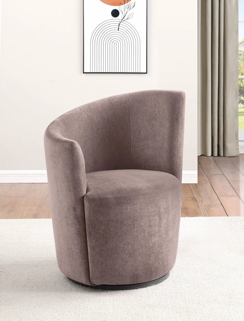 Nueva Upholstered Swivel Chair Curved Backrest Blush by Unique Piece Furniture