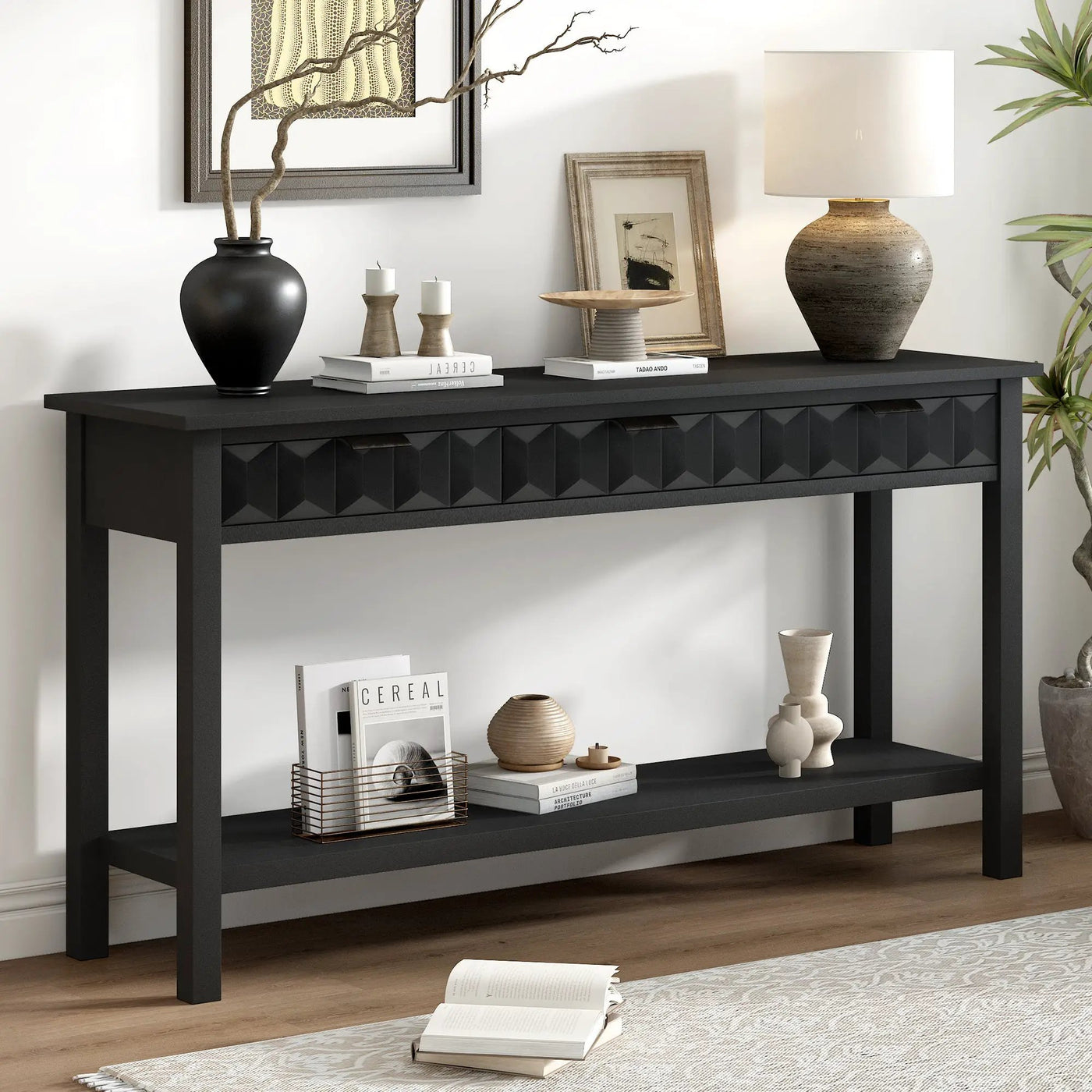 U_Style 58.3'' Fir Veneer Entryway Table by HouseOfZazla