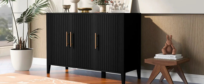 U-Style Wavy 3-Door Sideboard with Solid Pine Legs by HouseOfZazla