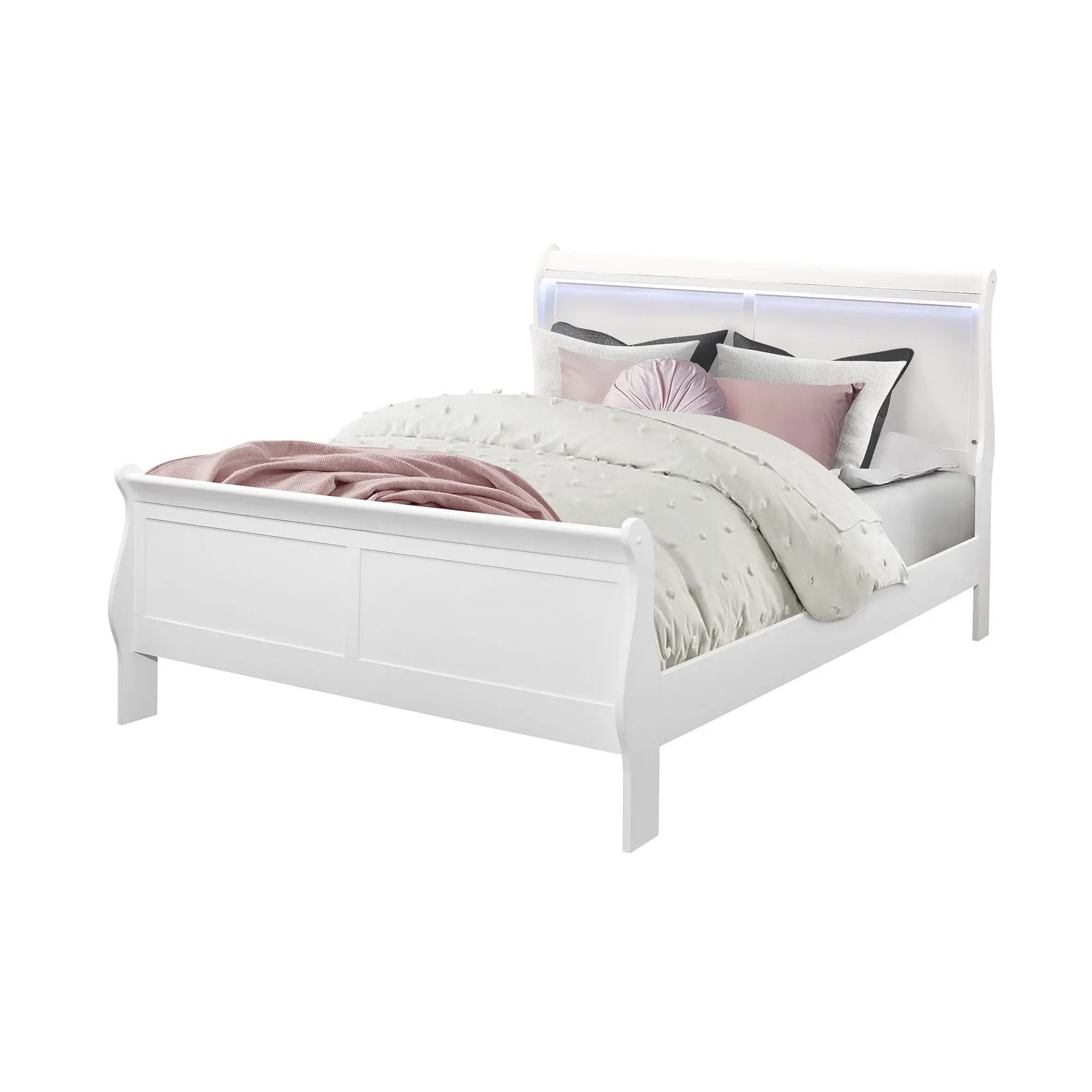 Charlston - Modern Sleigh Design Bed With LED by Unique Piece Furniture