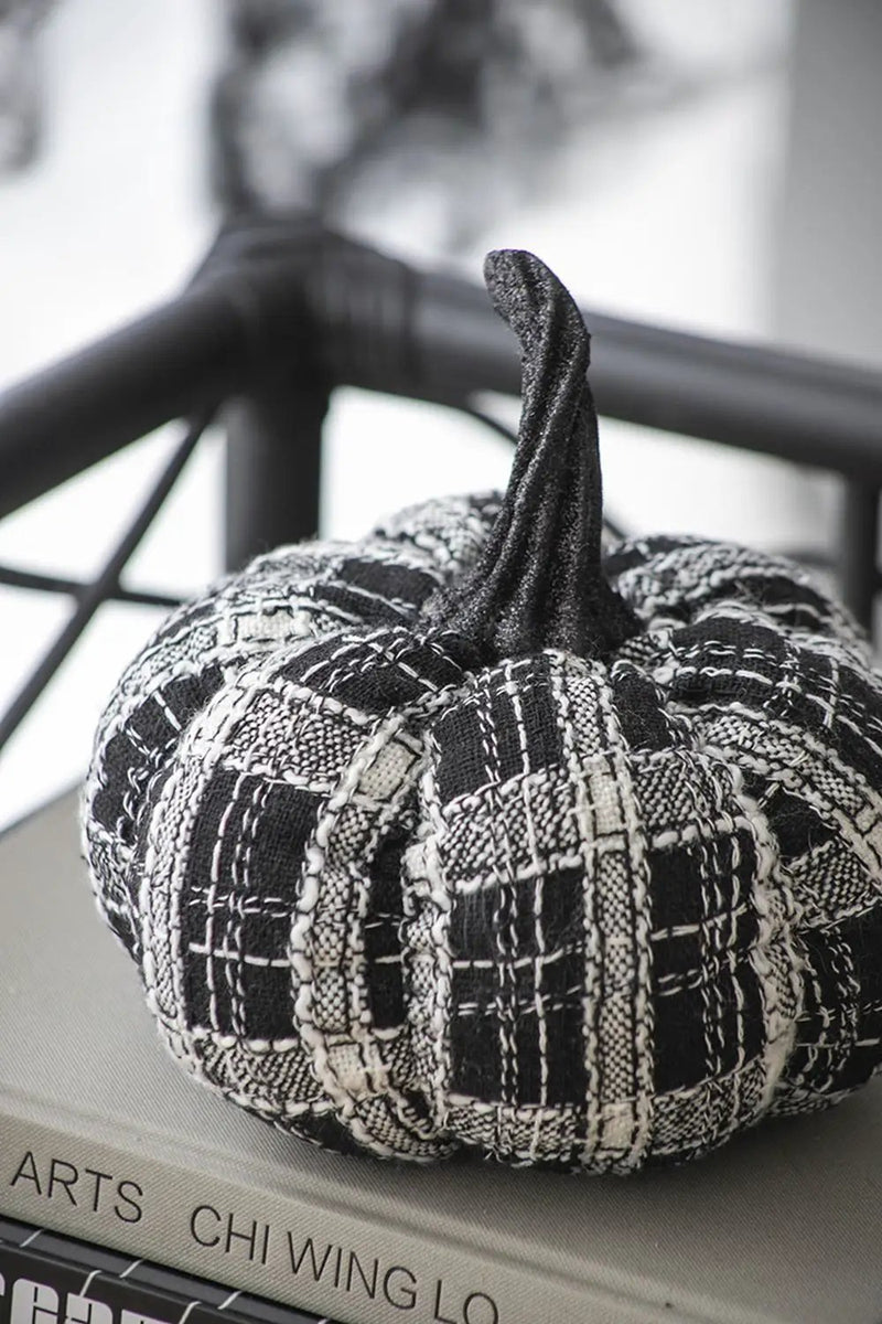 Light Plaid Pumpkin, For Holiday Halloween Decor - Black / White by Unique Piece Furniture