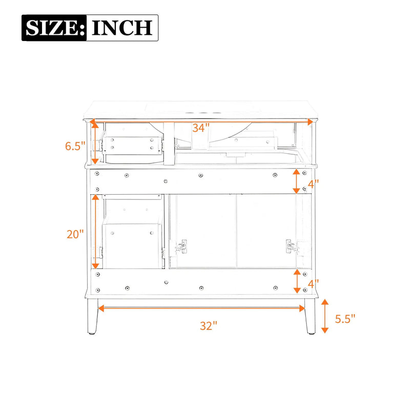 Bathroom Vanity With Sink, Soft Close Doors, 4 Storage Drawers