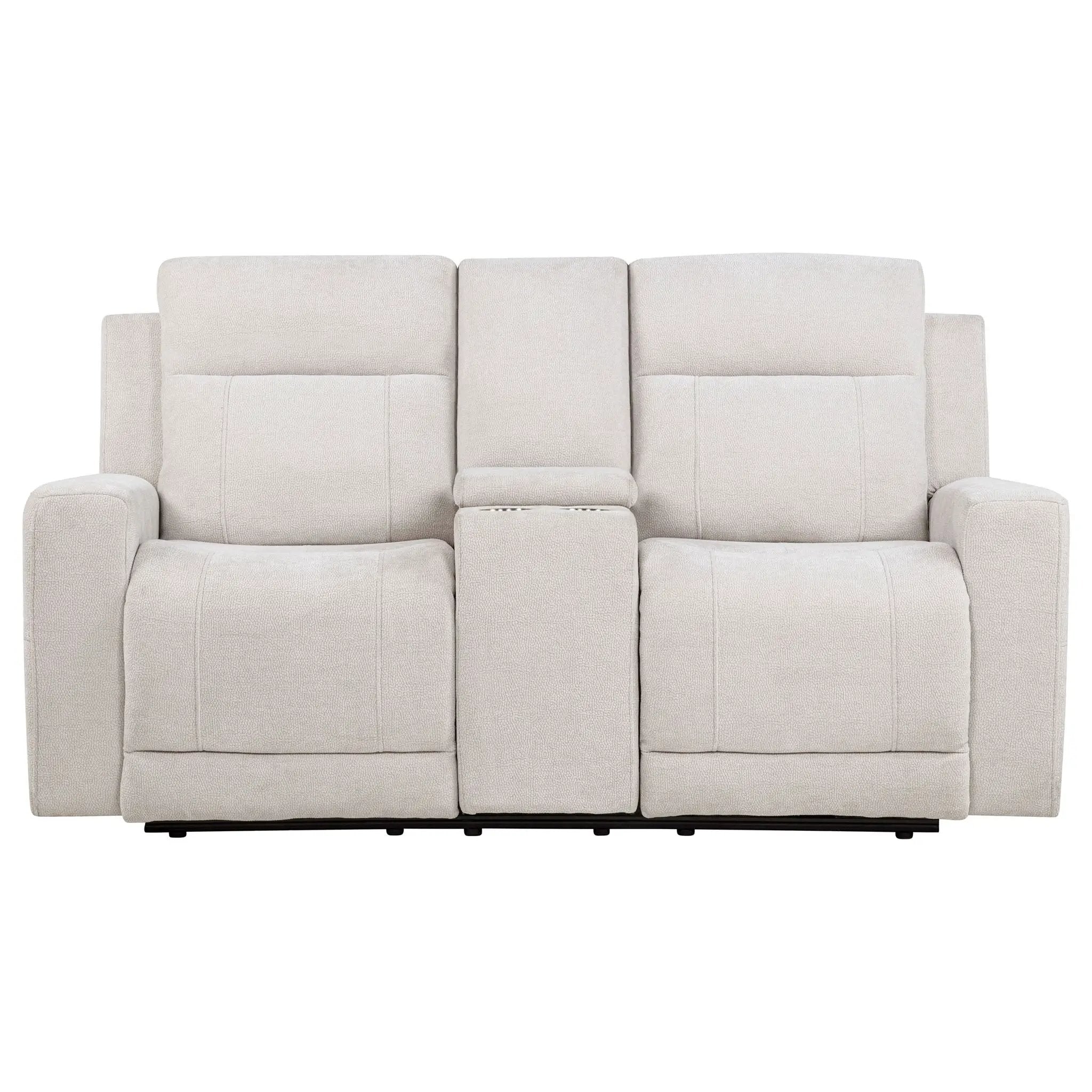 Kennett Chenille Upholstered Power Reclining Loveseat Ivory by Unique Piece Furniture