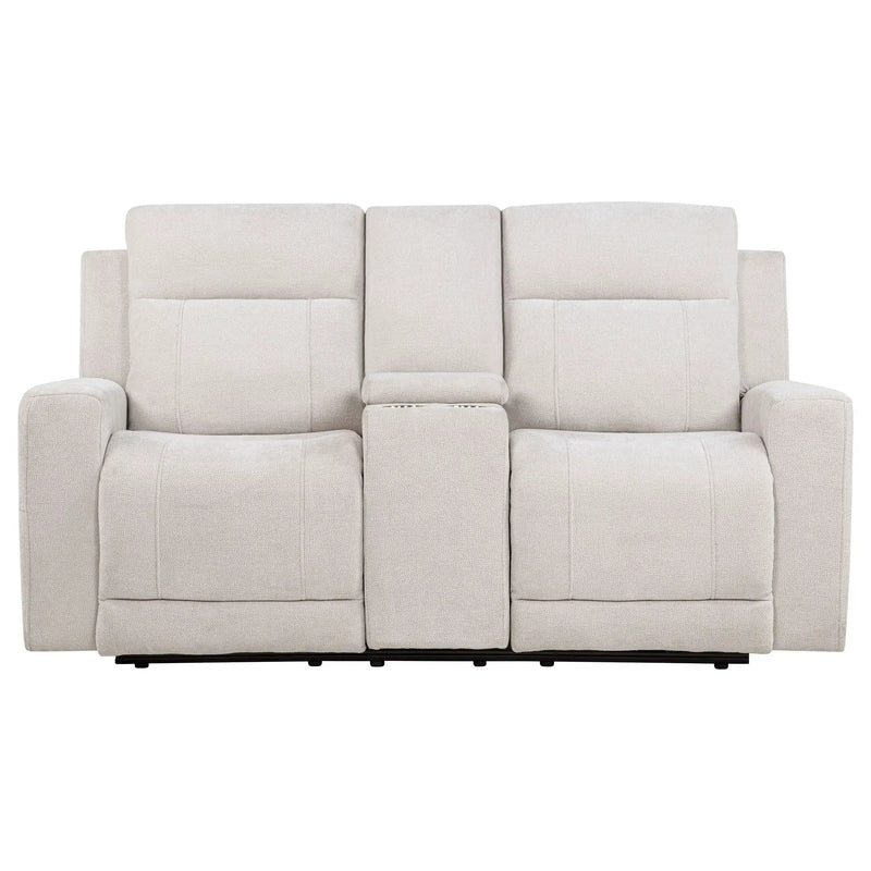 Kennett Chenille Upholstered Power Reclining Loveseat Ivory by Unique Piece Furniture