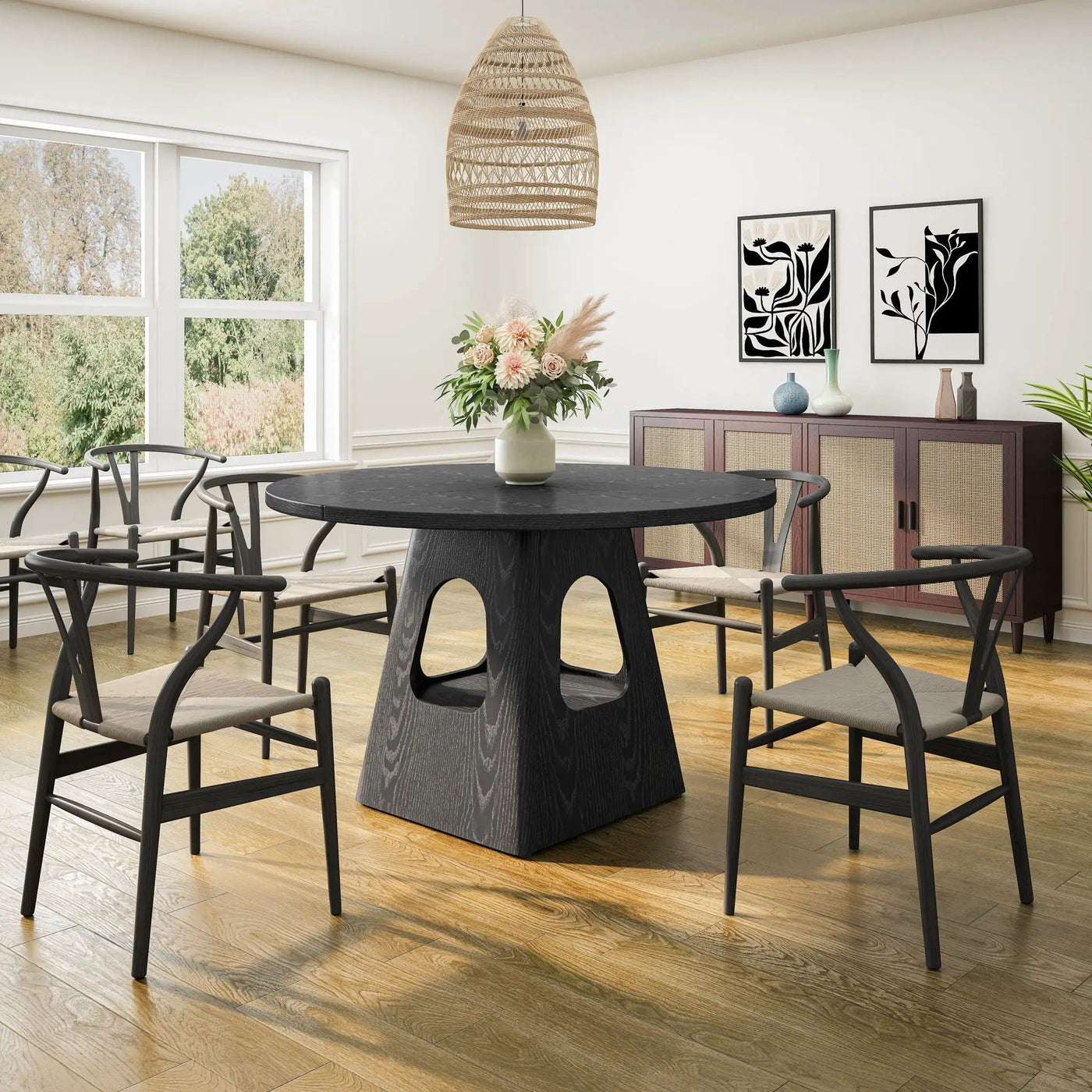Farmhouse Round Dining Table With Storage Base by Unique Piece Furniture