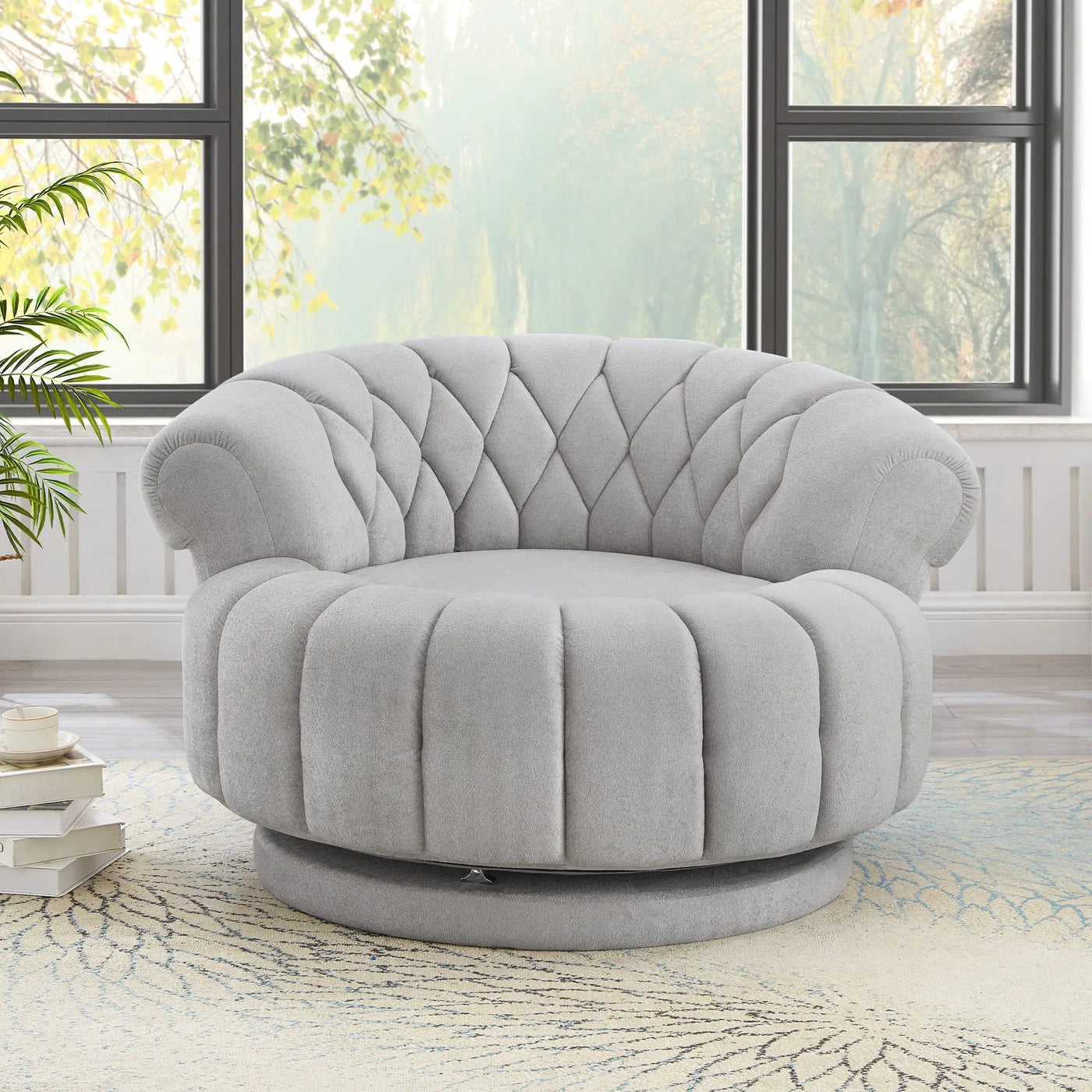Round Swivel Accent Chair With Rotation by Unique Piece Furniture