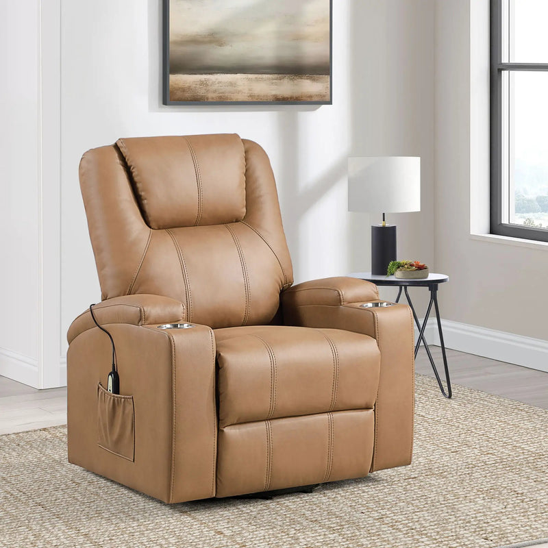 Macklin - Power Lift Massage Recliner With Heat And Dual Cupholders by Unique Piece Furniture