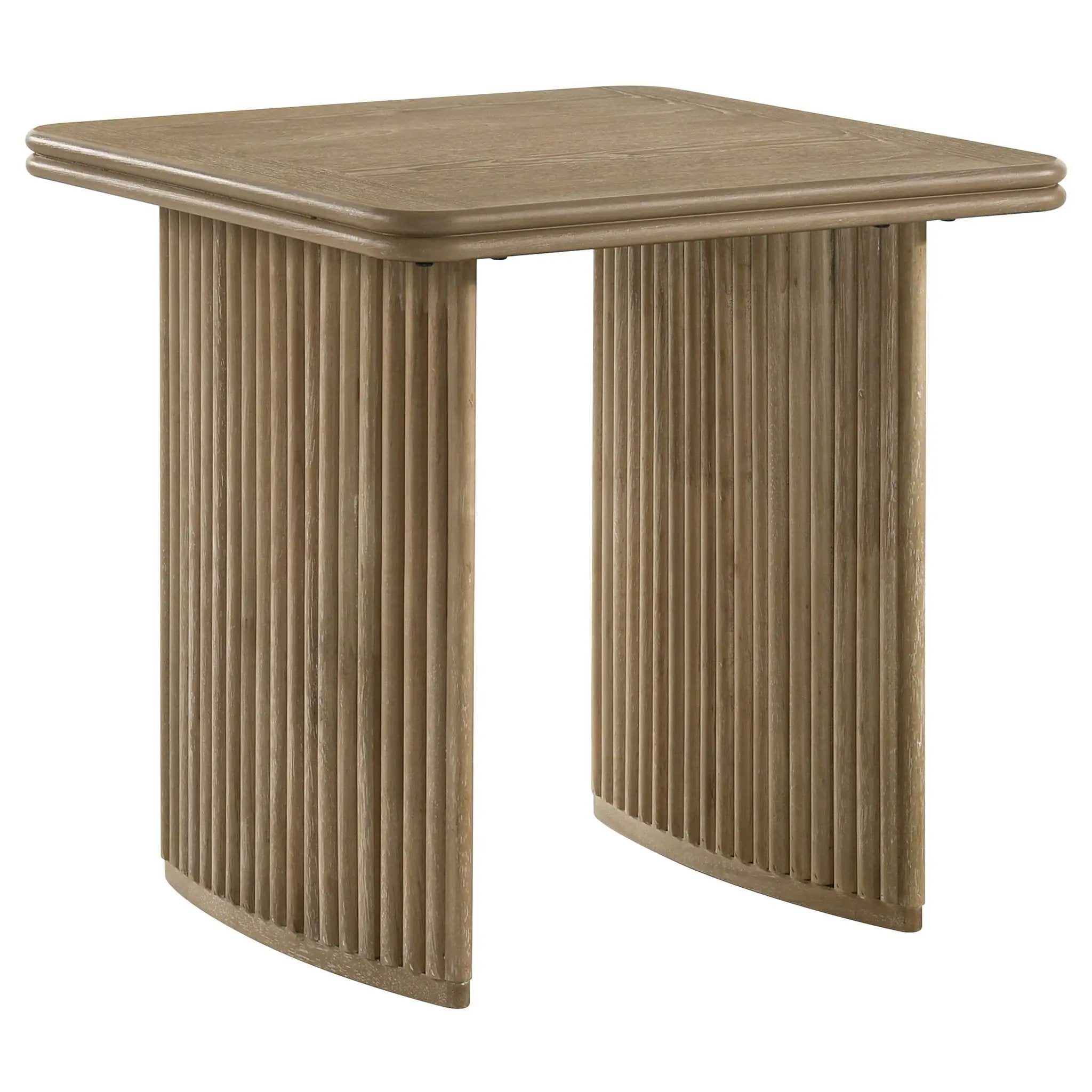Adina Square Wood Side End Table Distressed Light Brown by Unique Piece Furniture