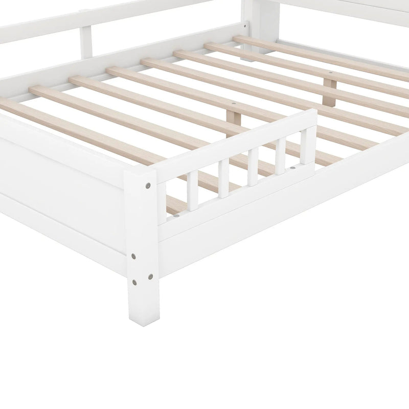 Wood Platform Bed With Built In LED Light, Storage Headboard And Guardrail by Unique Piece Furniture