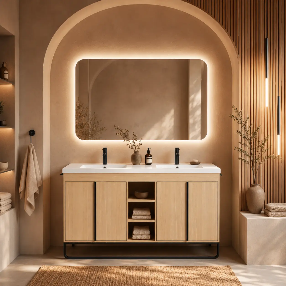 60" Freestanding Bathroom Vanity With Resin Double Sink, photo 3 of 10