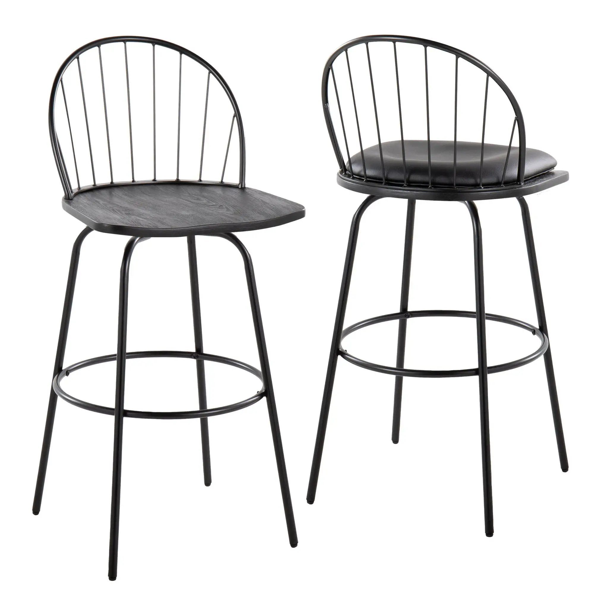 Riley - Claire Farmhouse Fixed Height Barstool With Swivel With Round Footrest (Set of 2) by Unique Piece Furniture