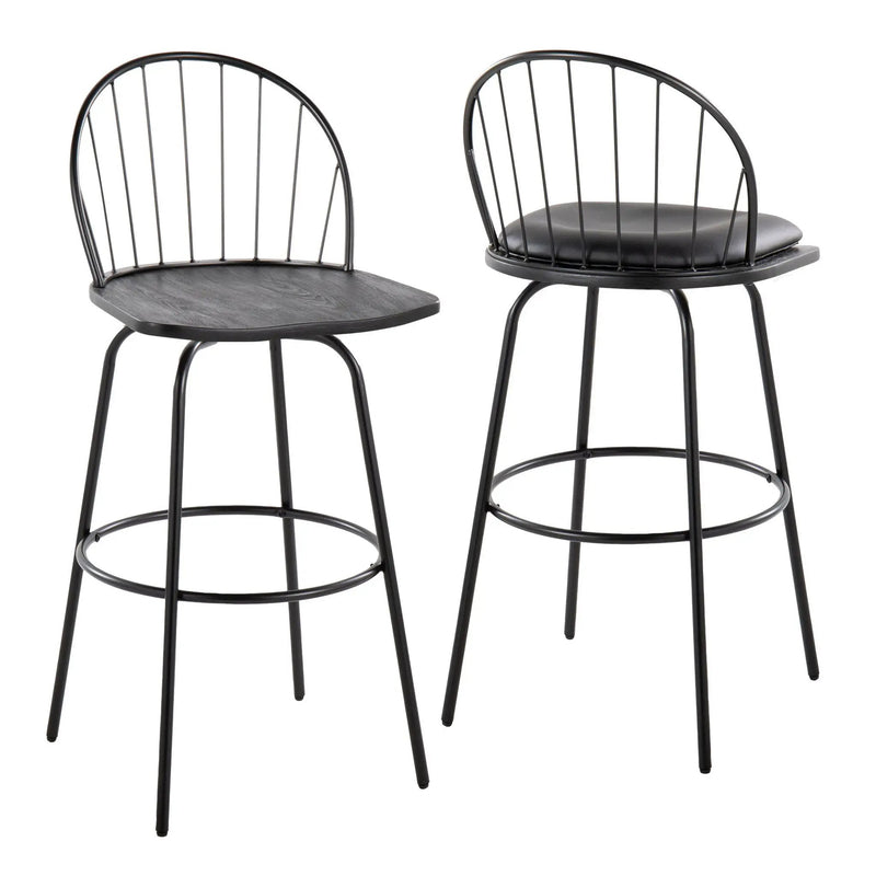 Riley - Claire Farmhouse Fixed Height Barstool With Swivel With Round Footrest (Set of 2) by Unique Piece Furniture